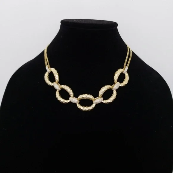 Sterling Silver Chain Motif Statement Necklace